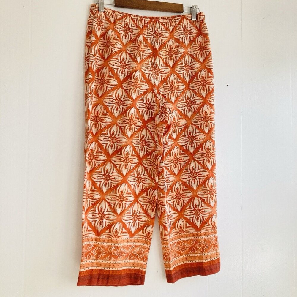 Coldwater Creek Pants Womens Wide Leg Pull On Geometric Beach Resort Boho Sz S